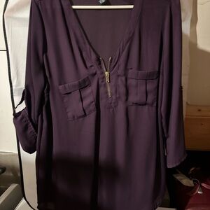 Rue21 Deep Purple Women's Blouse with Zipper